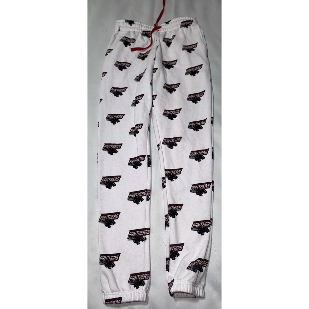 Carolina Panthers Pajama Pants Men's Size M Colosseum White Fleece Lounge Jogger